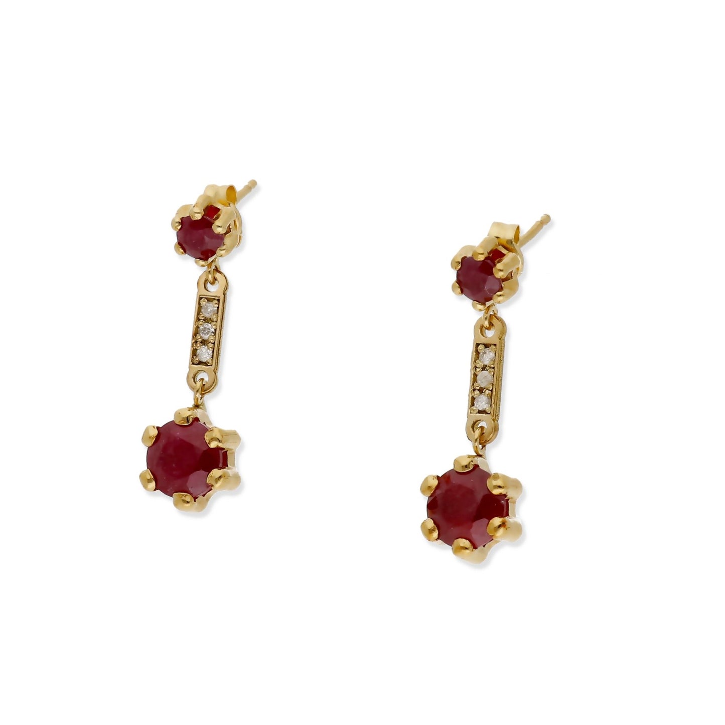Pendientes Ruber en Oro de Ley 18K con Diamantes y Rubíes