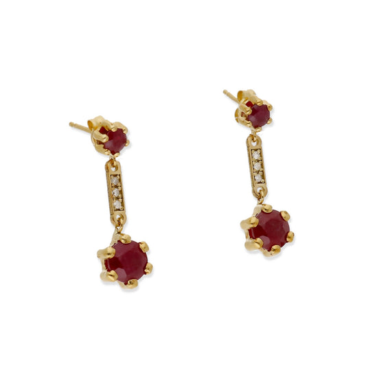 Pendientes Ruber en Oro de Ley 18K con Diamantes y Rubíes