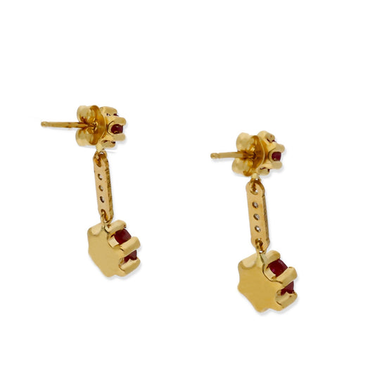 Pendientes Ruber en Oro de Ley 18K con Diamantes y Rubíes