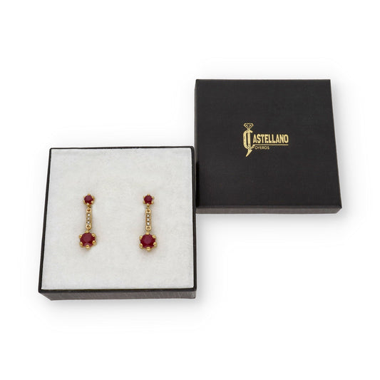 Pendientes Ruber en Oro de Ley 18K con Diamantes y Rubíes