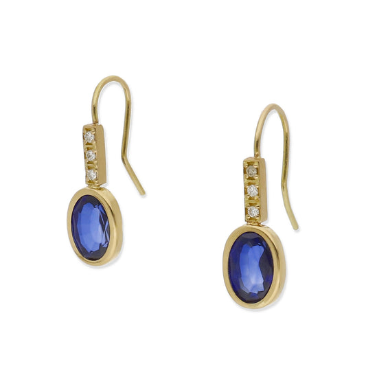 Pendientes Margo en Oro de Ley 18K con Zafiro y Diamantes