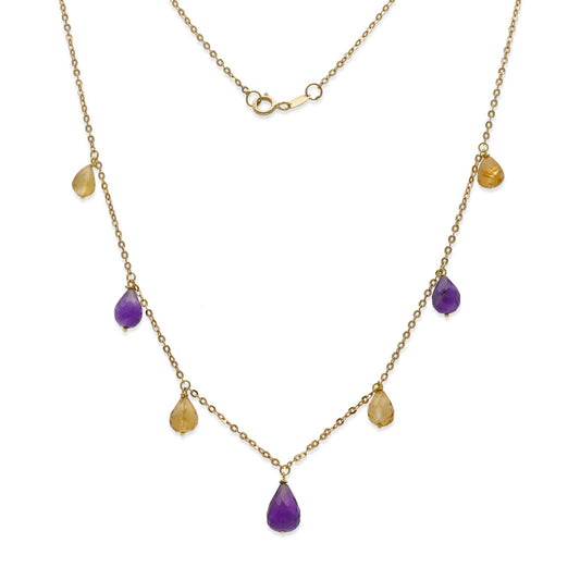 Gargantilla Lacus en Oro de 18K con Cuarzo Citrino y Amatista