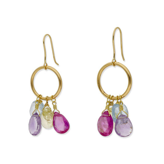 Pendientes de Aro Lyn en Oro de 18K con Piedras Preciosas