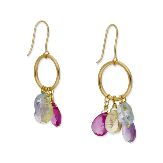 Pendientes de Aro Lyn en Oro de 18K con Piedras Preciosas