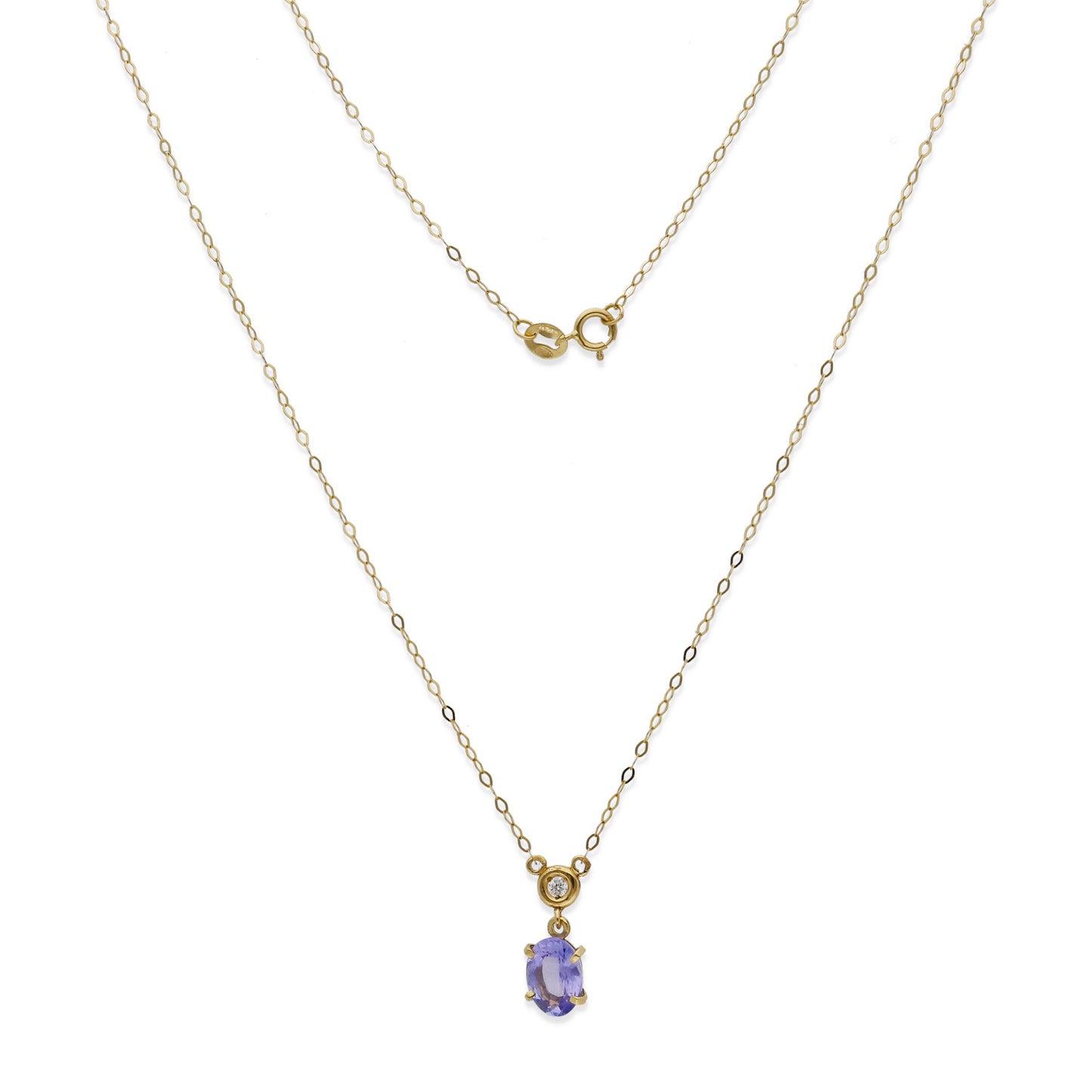 Collar con Colgante Brisa en Oro de Ley 18K con Tanzanita y Diamante