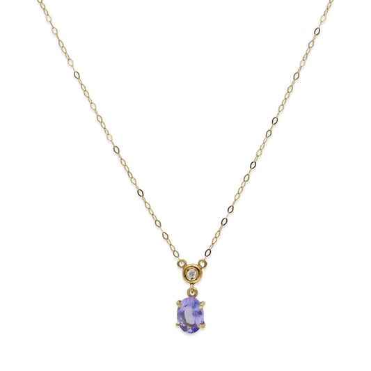 Collar con Colgante Brisa en Oro de Ley 18K con Tanzanita y Diamante