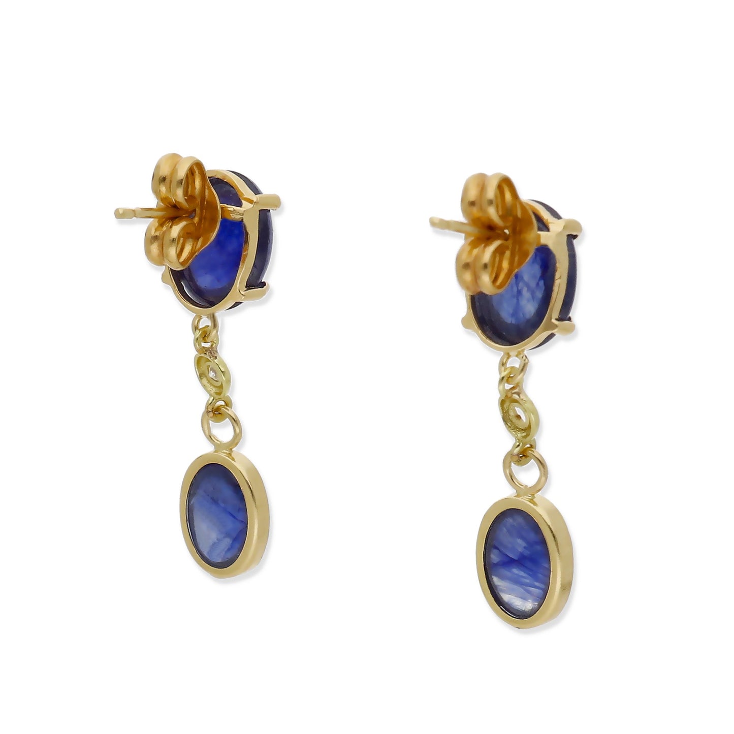 Pendientes Moana en Oro 18K con Diamante y Zafiros Ovales