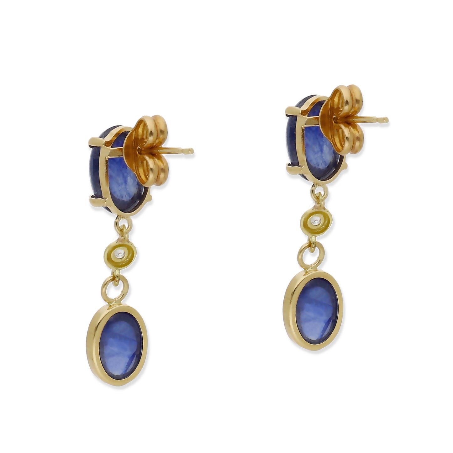 Pendientes Moana en Oro 18K con Diamante y Zafiros Ovales