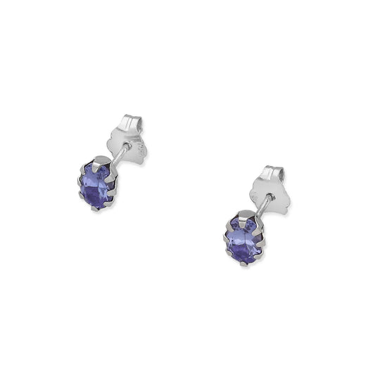 Pendientes Modelo Sizwe Oro Blanco 18k y Tanzanitas