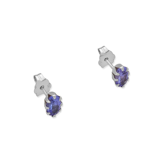 Pendientes Modelo Sizwe Oro Blanco 18k y Tanzanitas