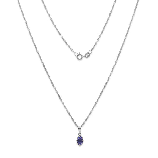 Collar con Colgante Modelo Sizwe Oro Blanco 18k y Tanzanita