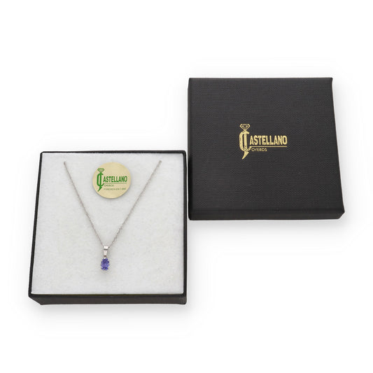 Collar con Colgante Modelo Sizwe Oro Blanco 18k y Tanzanita