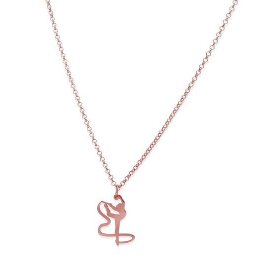 Collar con Colgante de Gimnasia Artística en Plata de Ley 925 Bañada en Oro Rosa 18K