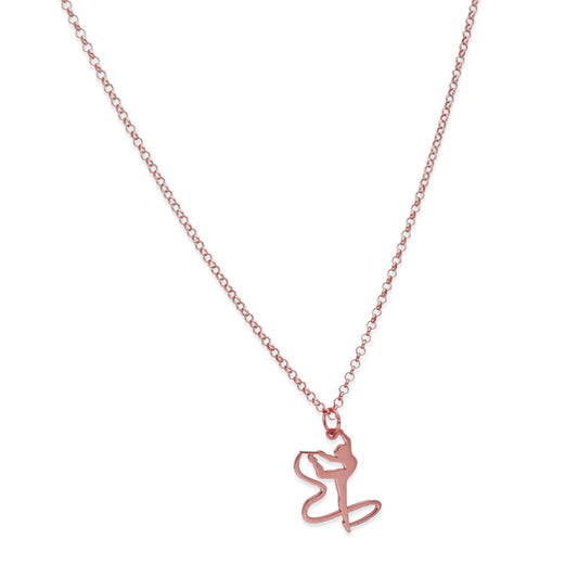 Collar con Colgante de Gimnasia Artística en Plata de Ley 925 Bañada en Oro Rosa 18K