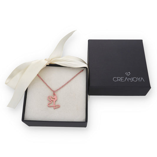 Collar con Colgante de Gimnasia Artística en Plata de Ley 925 Bañada en Oro Rosa 18K