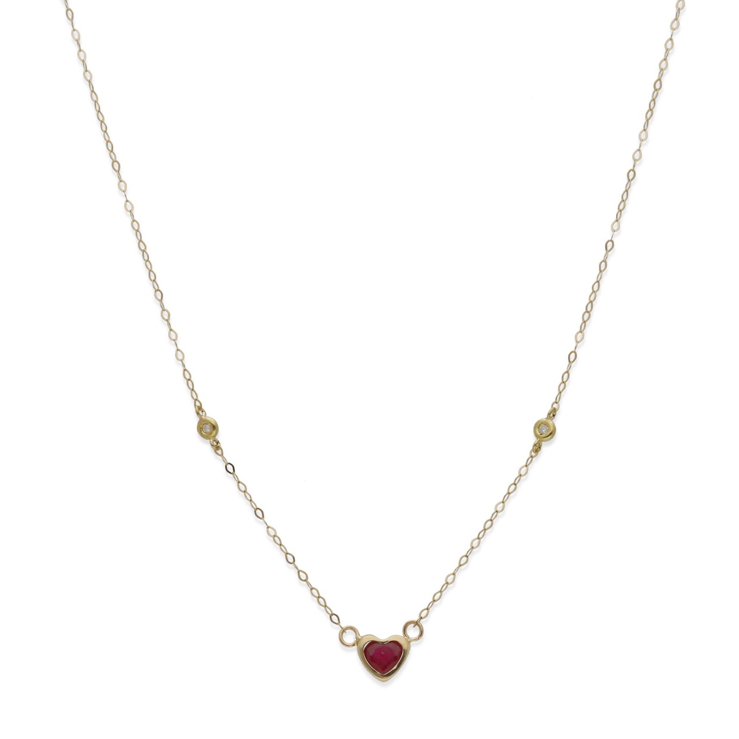 Gargantilla Regina en Oro de 18K con Diamantes y Corazón de Rubí