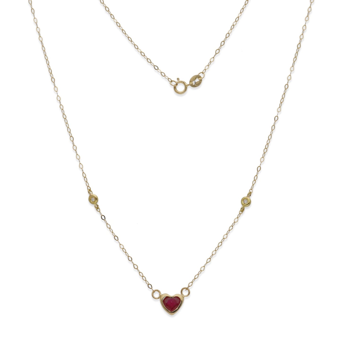 Gargantilla Regina en Oro de 18K con Diamantes y Corazón de Rubí