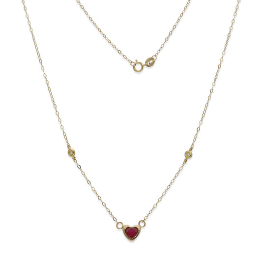 Gargantilla Regina en Oro de 18K con Diamantes y Corazón de Rubí
