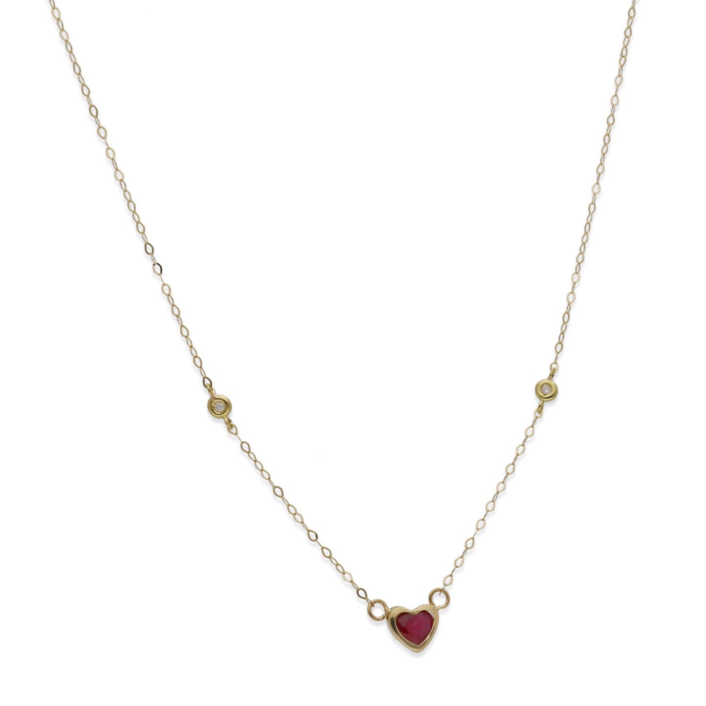 Gargantilla Regina en Oro de 18K con Diamantes y Corazón de Rubí