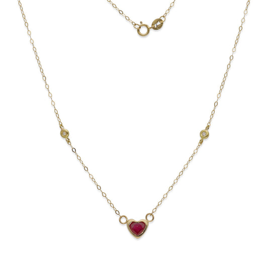 Gargantilla Regina en Oro de 18K con Diamantes y Corazón de Rubí