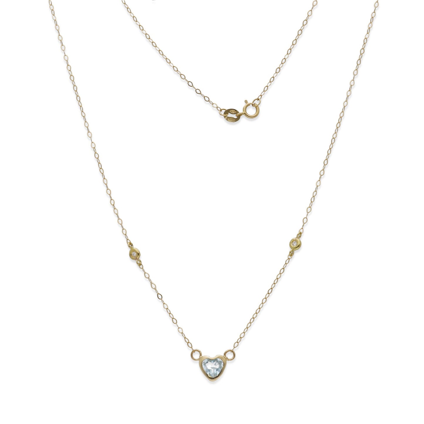 Gargantilla Regina en Oro de 18K con Diamantes y Corazón de Topacio Azul