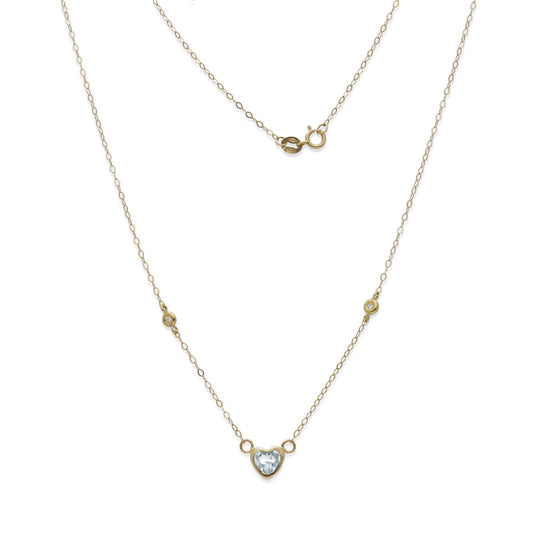 Gargantilla Regina en Oro de 18K con Diamantes y Corazón de Topacio Azul
