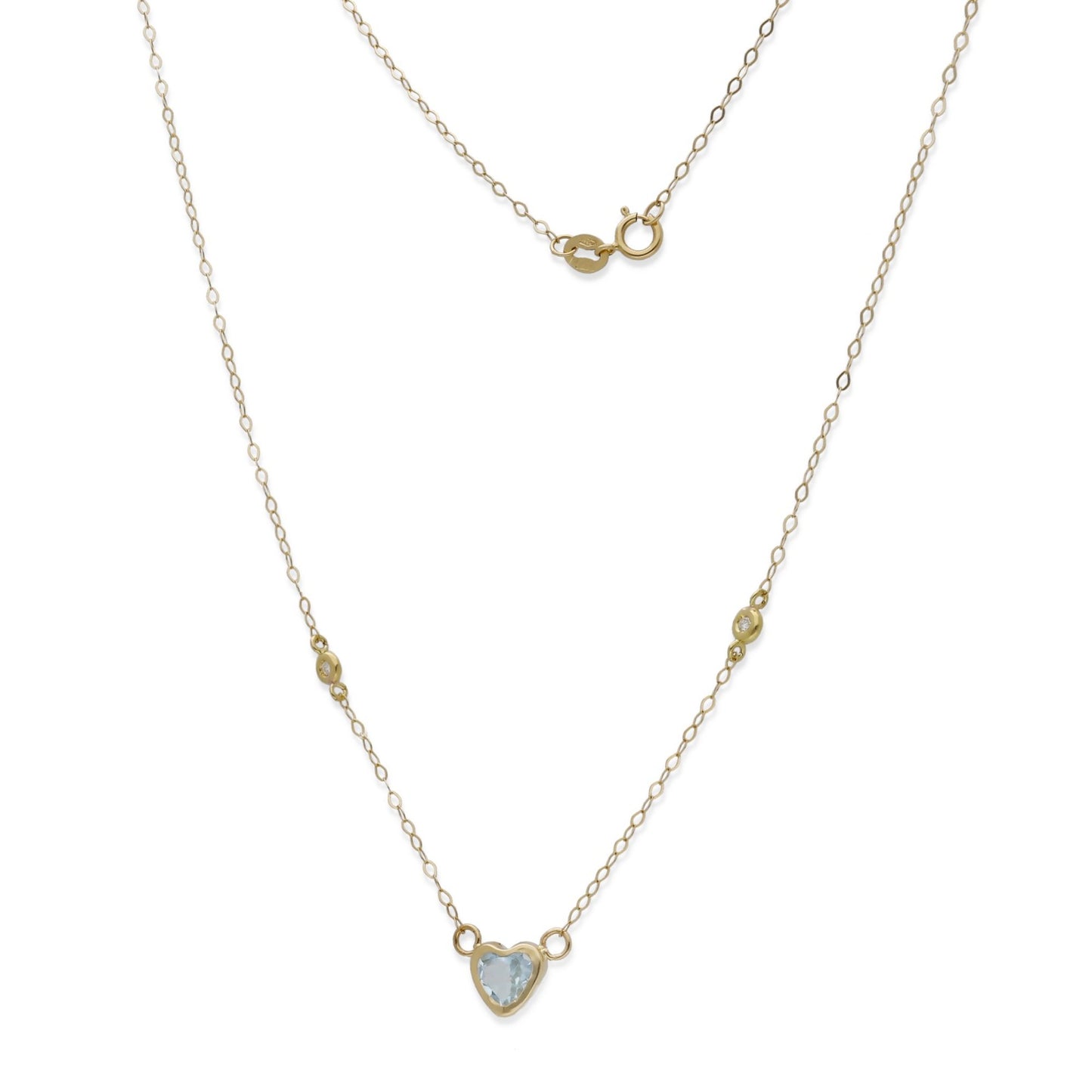 Gargantilla Regina en Oro de 18K con Diamantes y Corazón de Topacio Azul