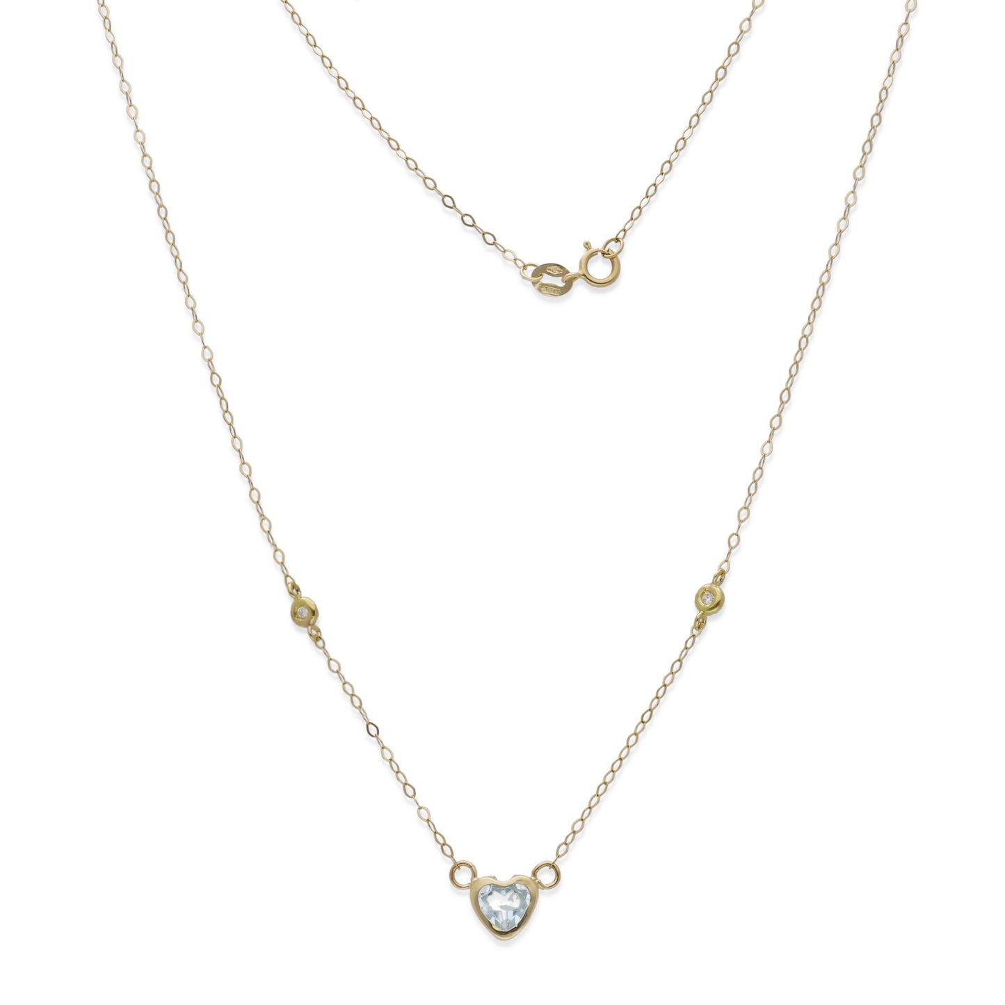 Gargantilla Regina en Oro de 18K con Diamantes y Corazón de Topacio Azul