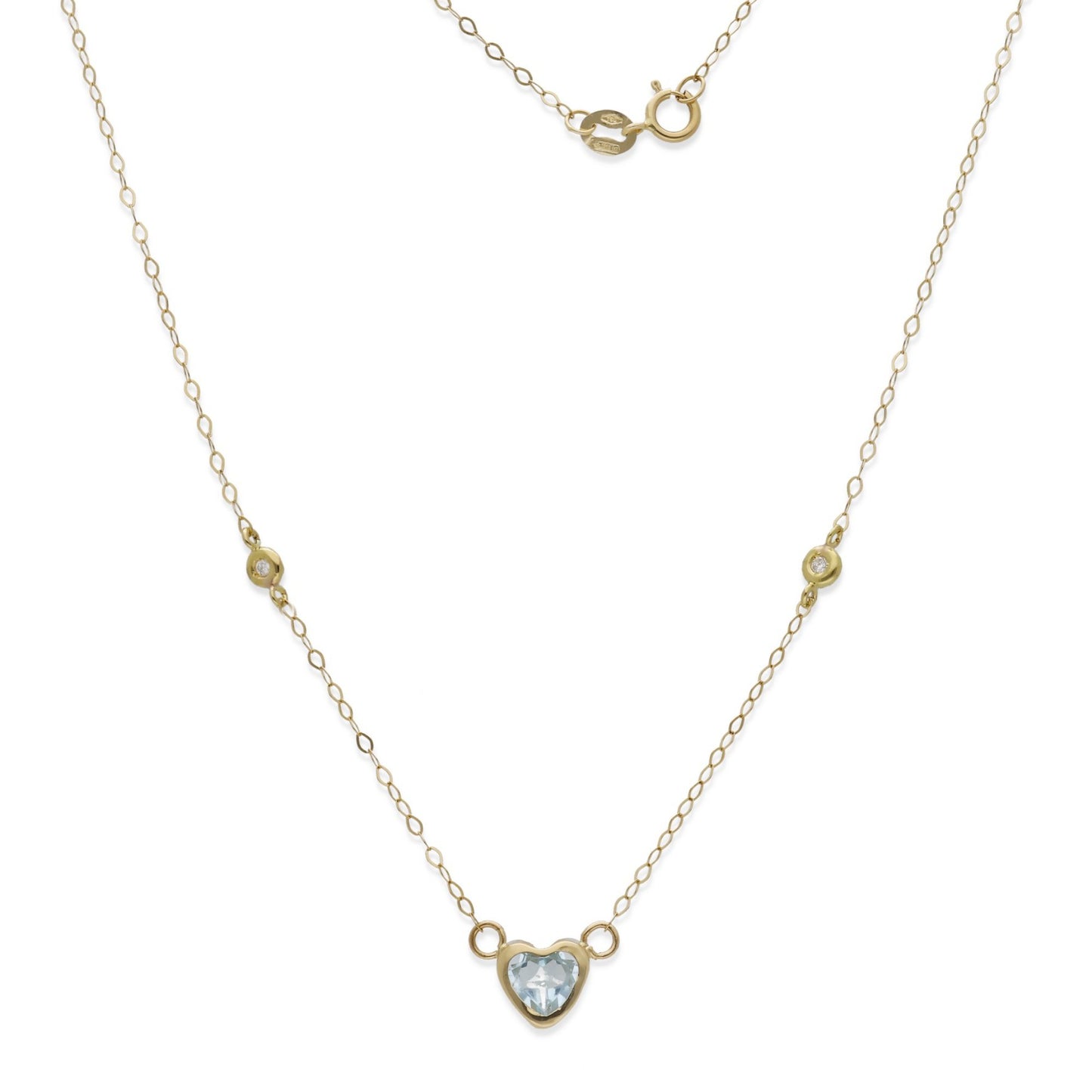 Gargantilla Regina en Oro de 18K con Diamantes y Corazón de Topacio Azul