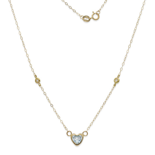 Gargantilla Regina en Oro de 18K con Diamantes y Corazón de Topacio Azul