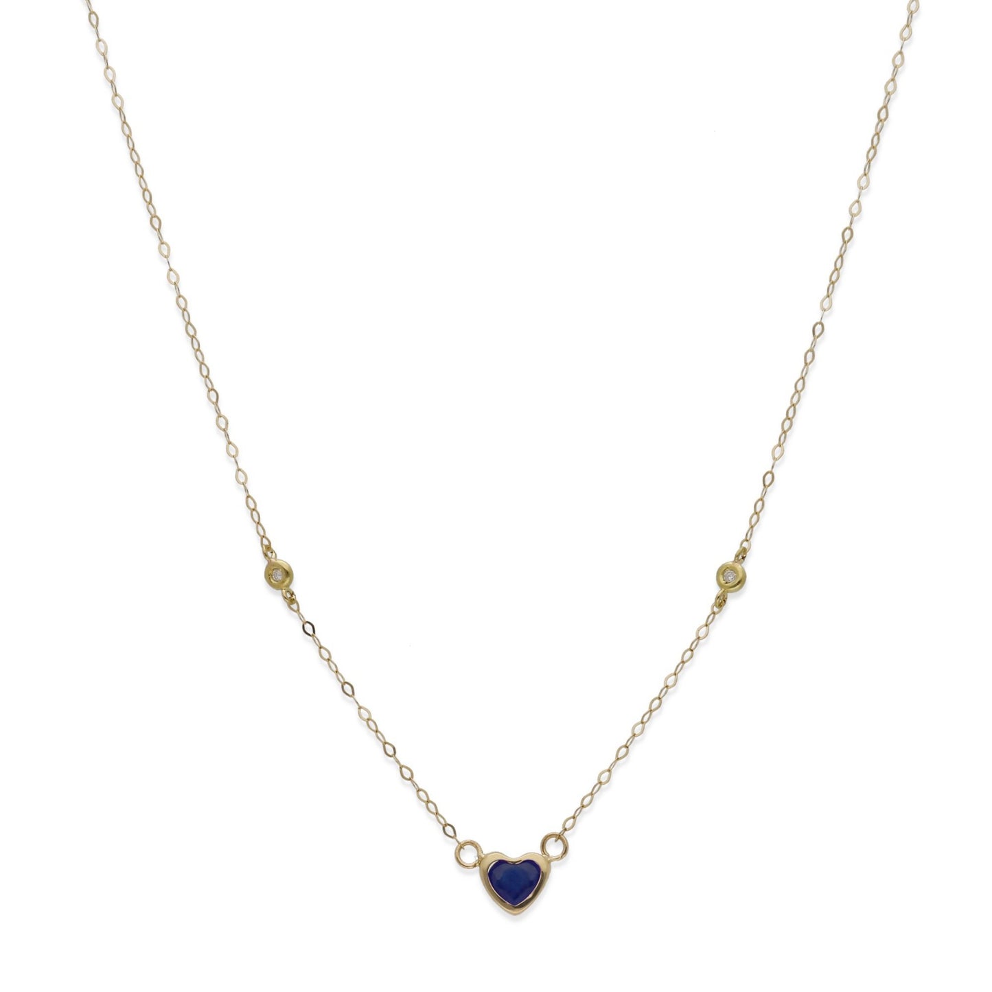 Gargantilla Regina en Oro de 18K con Diamantes y Corazón de Zafiro