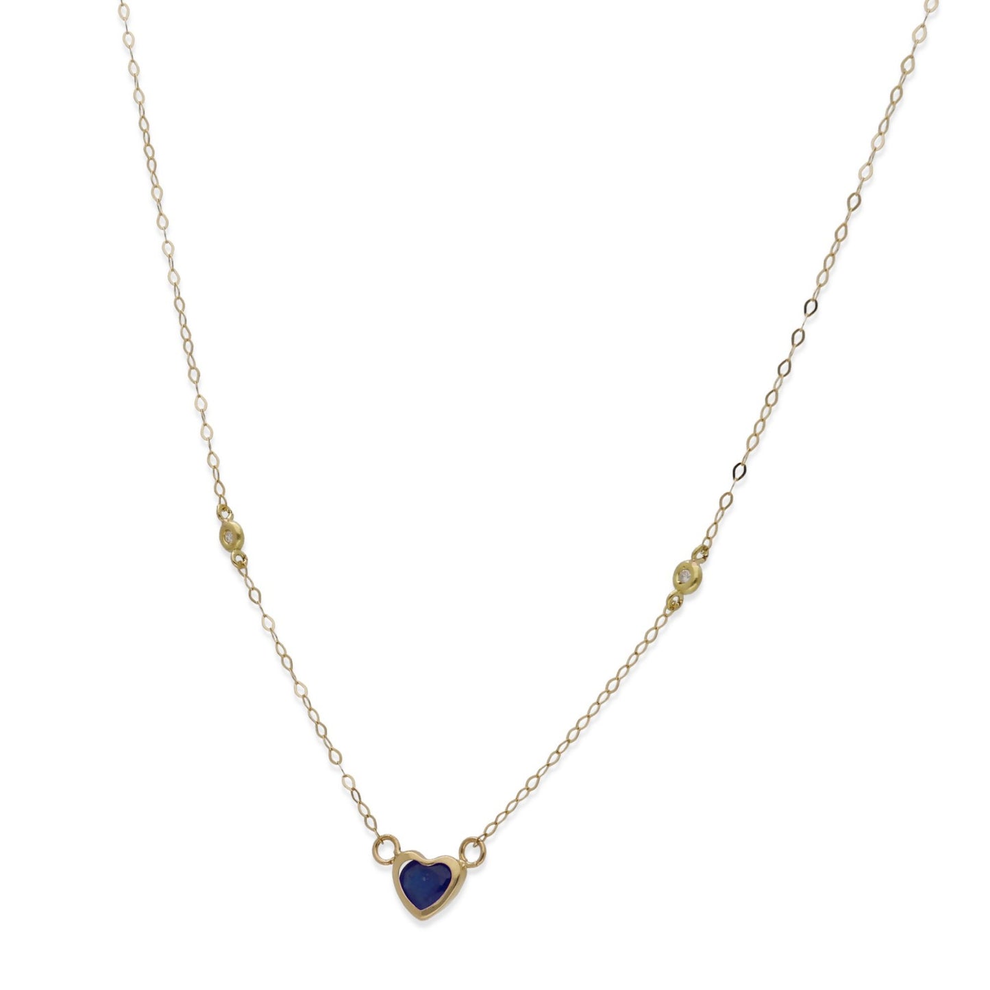 Gargantilla Regina en Oro de 18K con Diamantes y Corazón de Zafiro