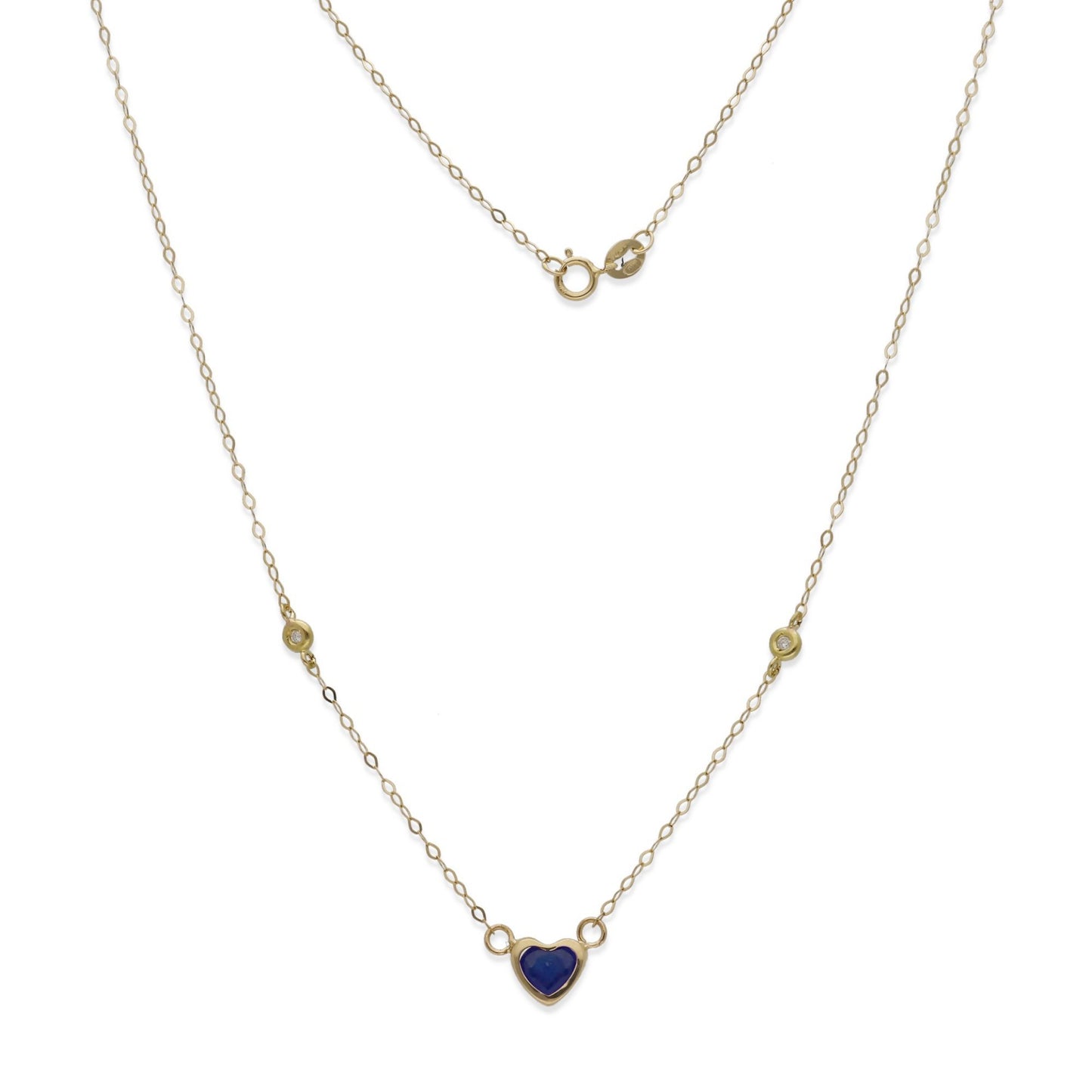 Gargantilla Regina en Oro de 18K con Diamantes y Corazón de Zafiro