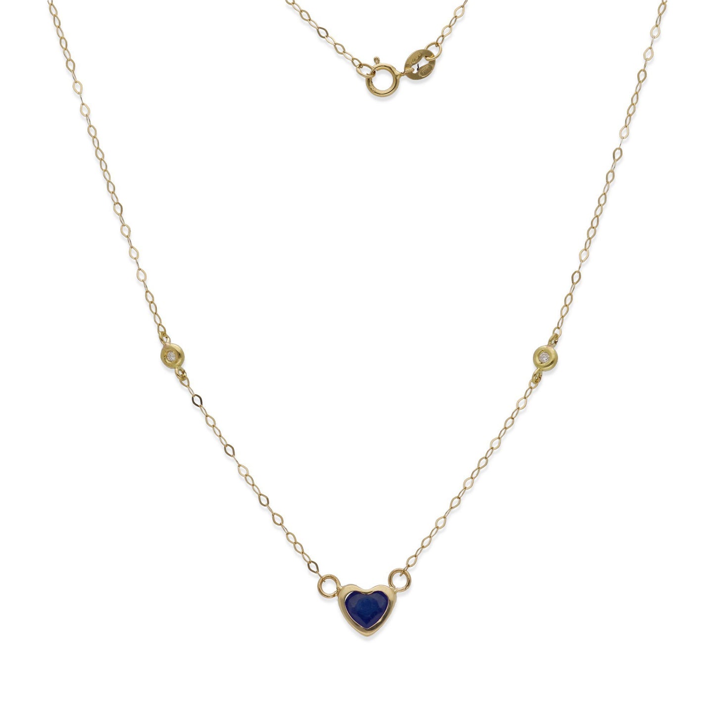 Gargantilla Regina en Oro de 18K con Diamantes y Corazón de Zafiro