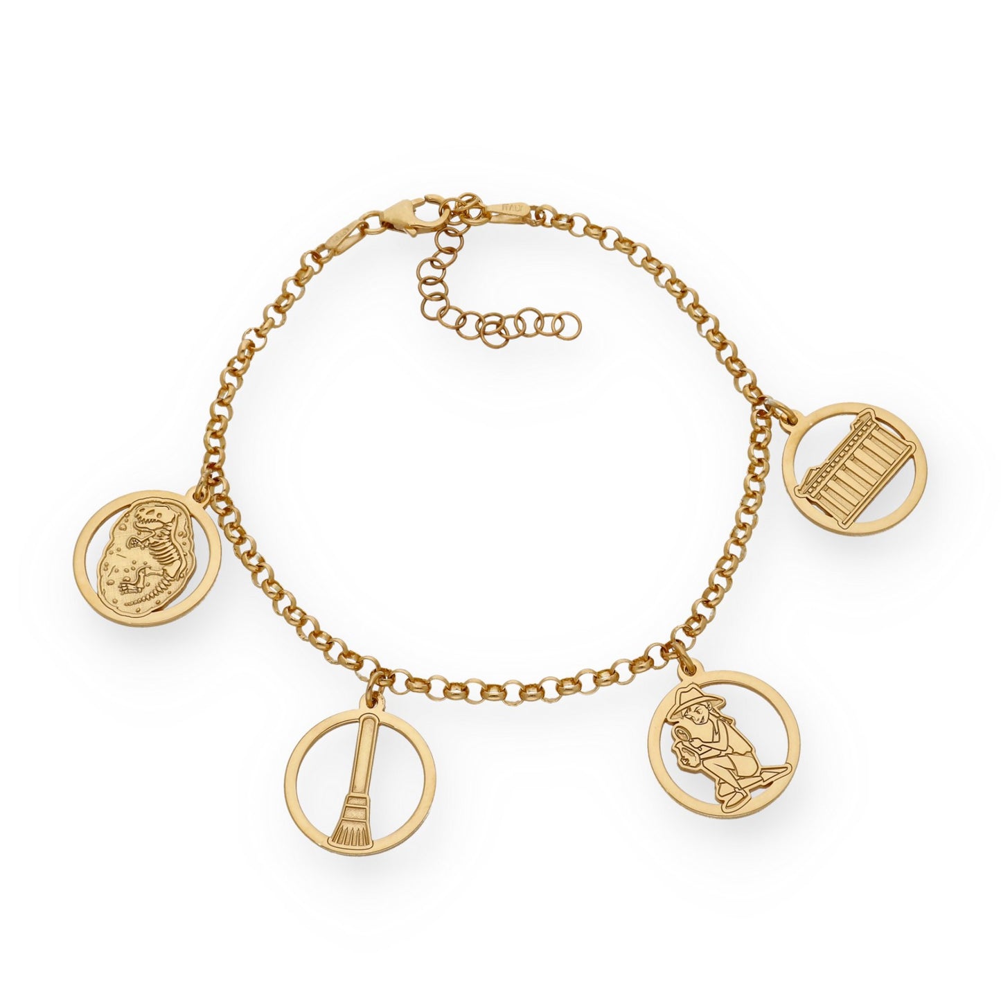 Pulsera Charms de  Arqueología en Plata Bañada en Oro 18K