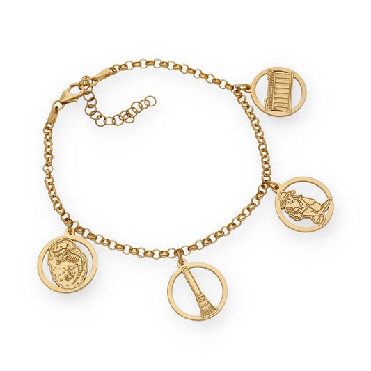 Pulsera Charms de  Arqueología en Plata Bañada en Oro 18K