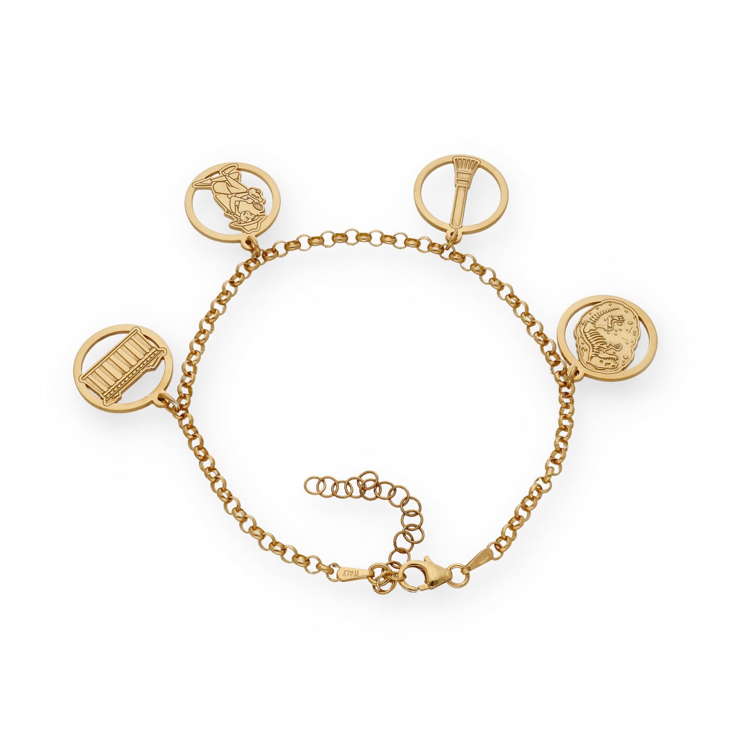 Pulsera Charms de  Arqueología en Plata Bañada en Oro 18K