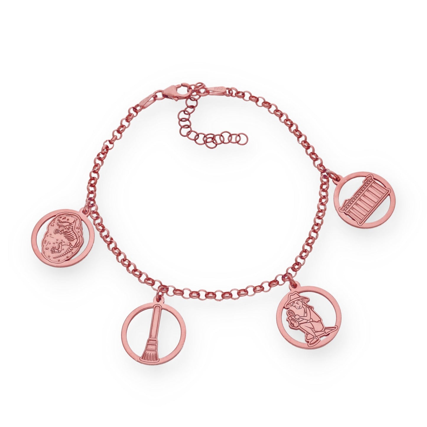 Pulsera Charms de  Arqueología en Plata Bañada en Oro Rosa 18K