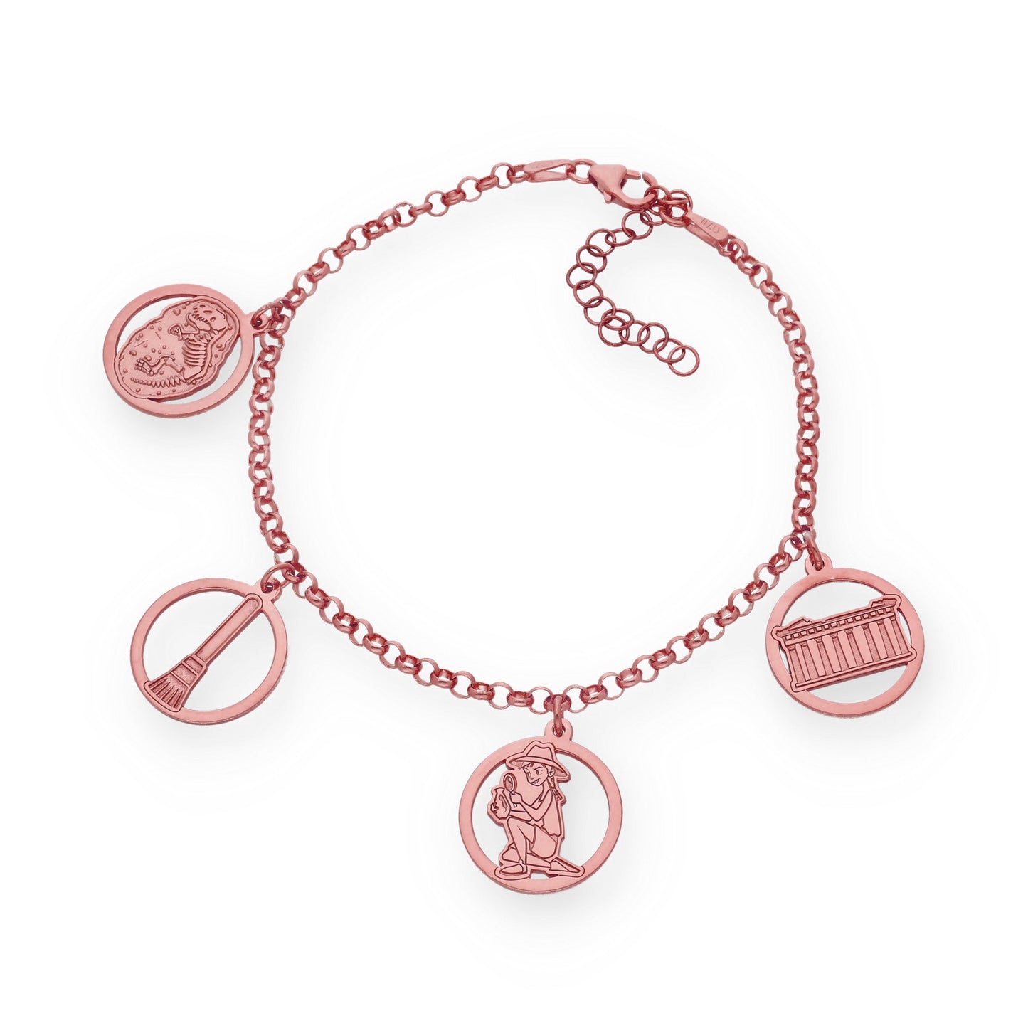 Pulsera Charms de  Arqueología en Plata Bañada en Oro Rosa 18K