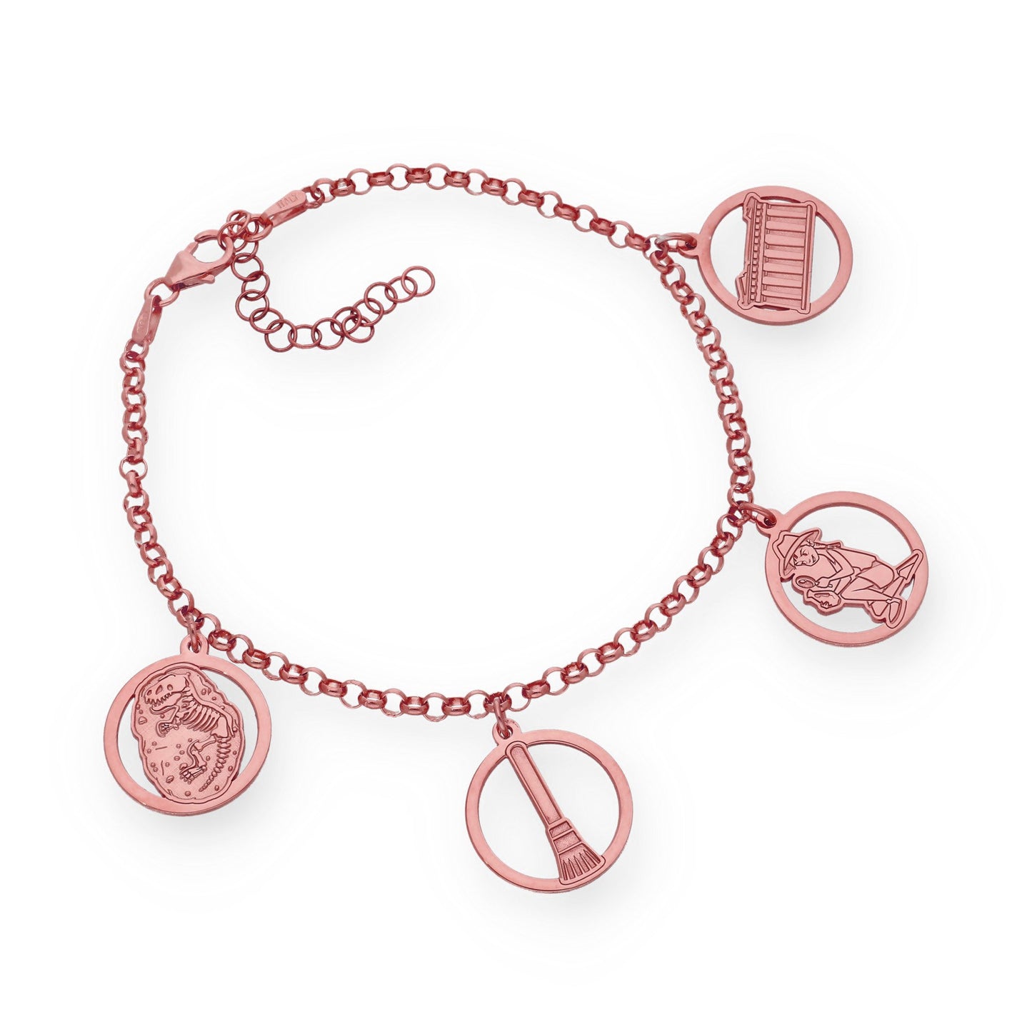 Pulsera Charms de  Arqueología en Plata Bañada en Oro Rosa 18K