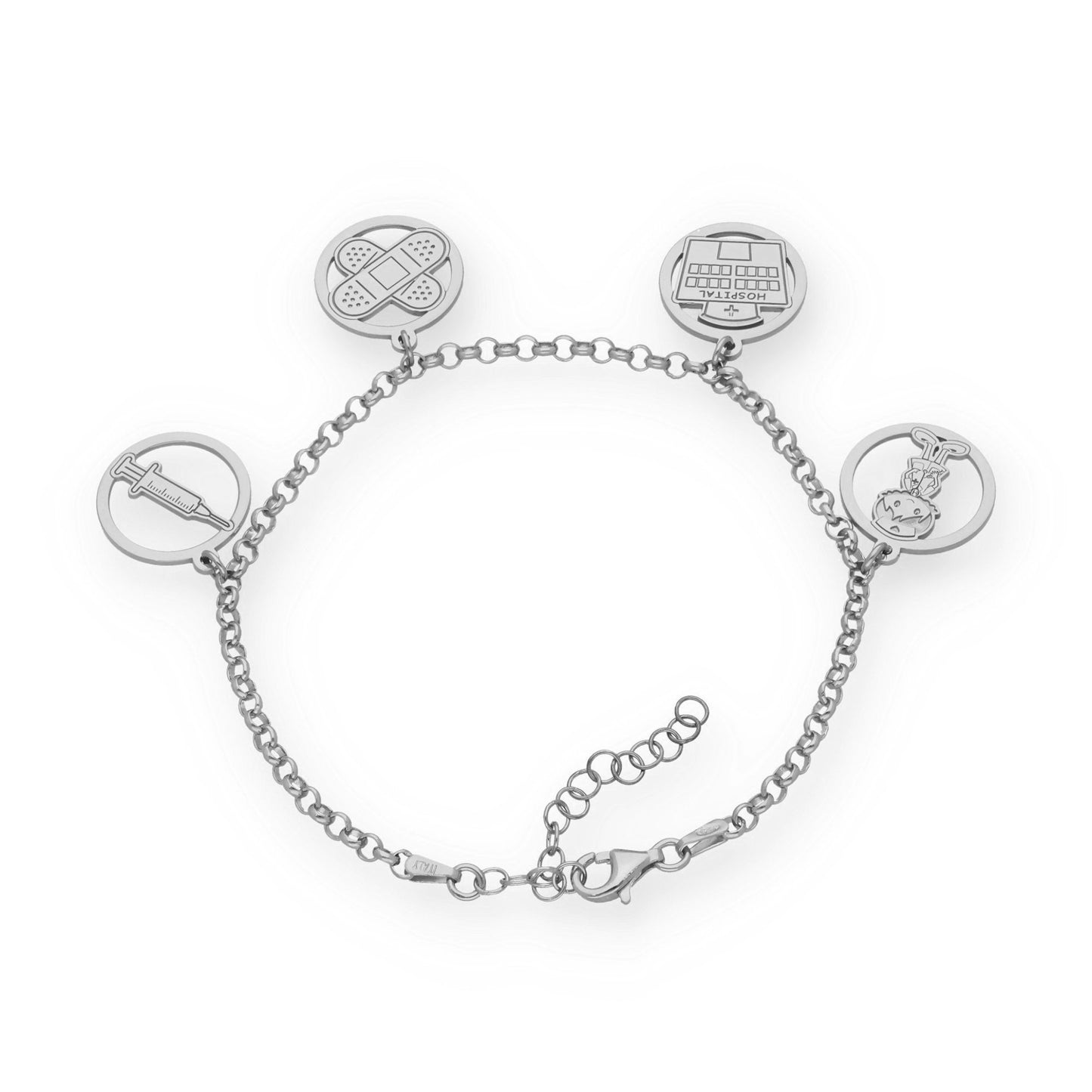 Pulsera Charms de Enfermería en Plata de Ley 925