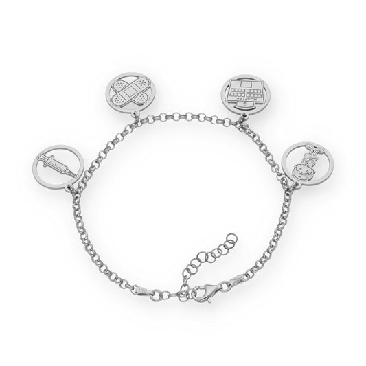 Pulsera Charms de Enfermería en Plata de Ley 925