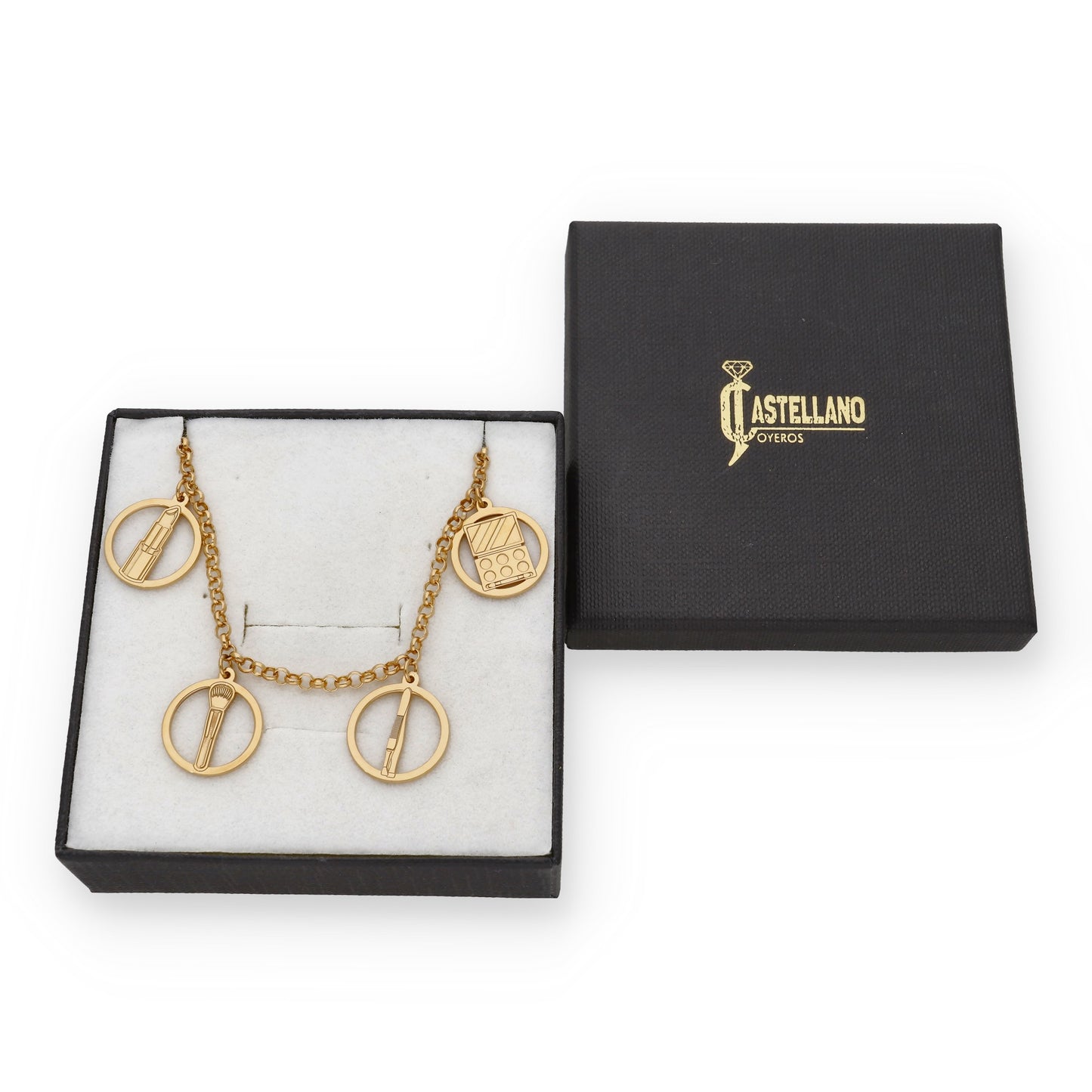 Pulsera Charms de Esteticista en Plata Bañada en Oro 18K