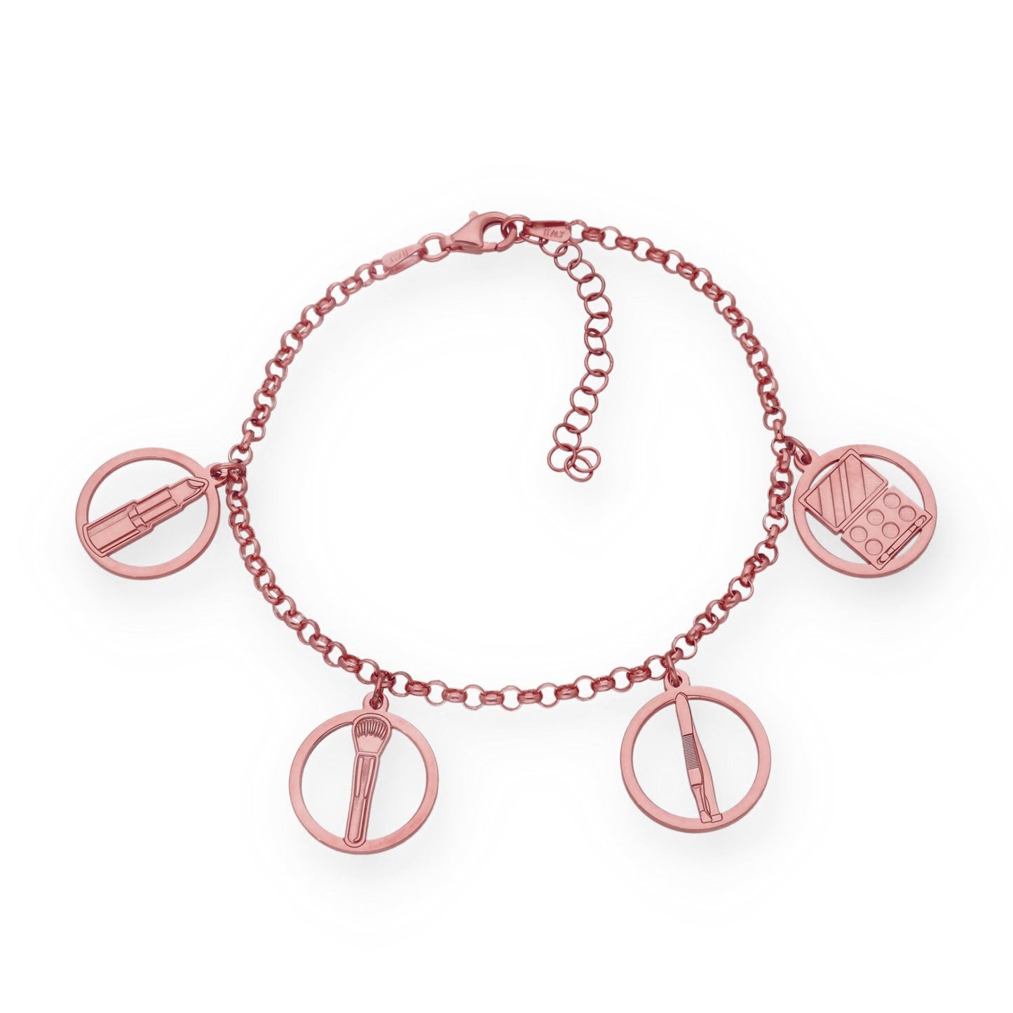Pulsera Charms de Esteticista en Plata Bañada en Oro Rosa 18K