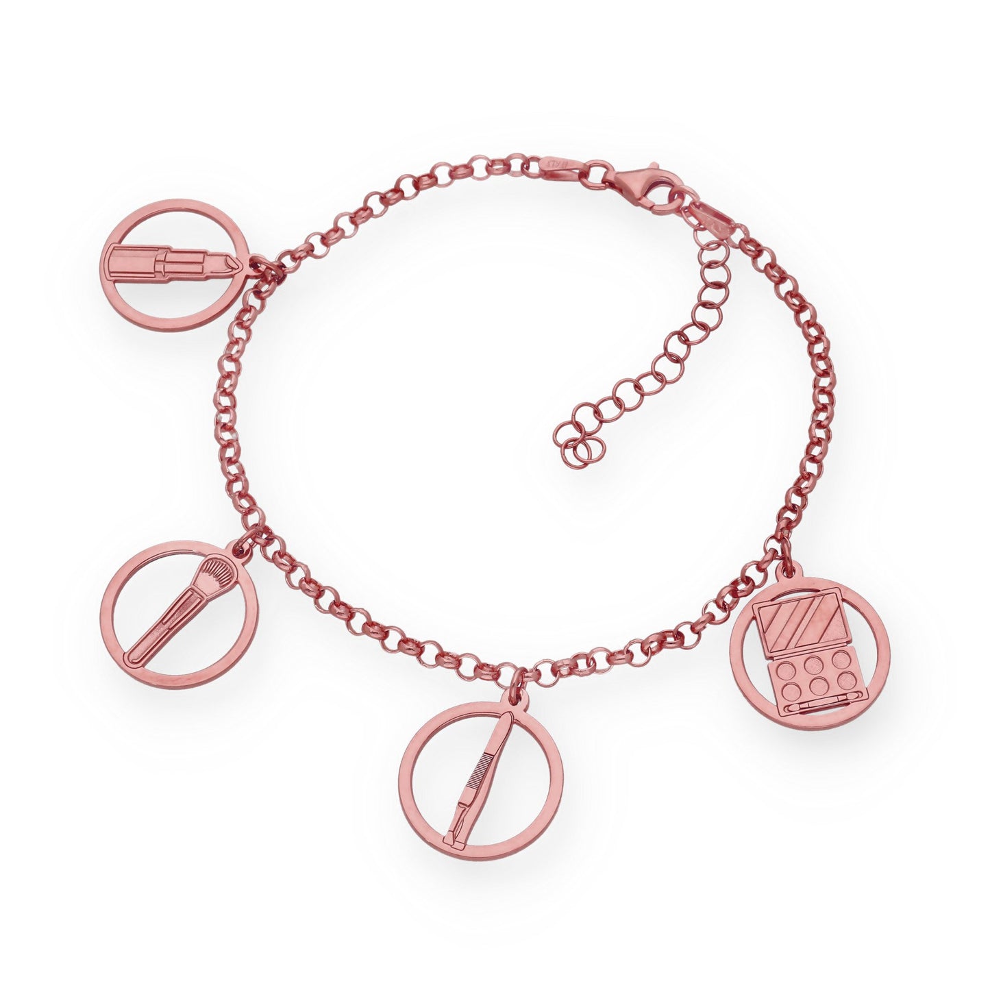 Pulsera Charms de Esteticista en Plata Bañada en Oro Rosa 18K