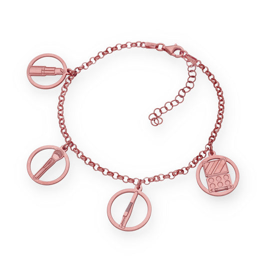 Pulsera Charms de Esteticista en Plata Bañada en Oro Rosa 18K