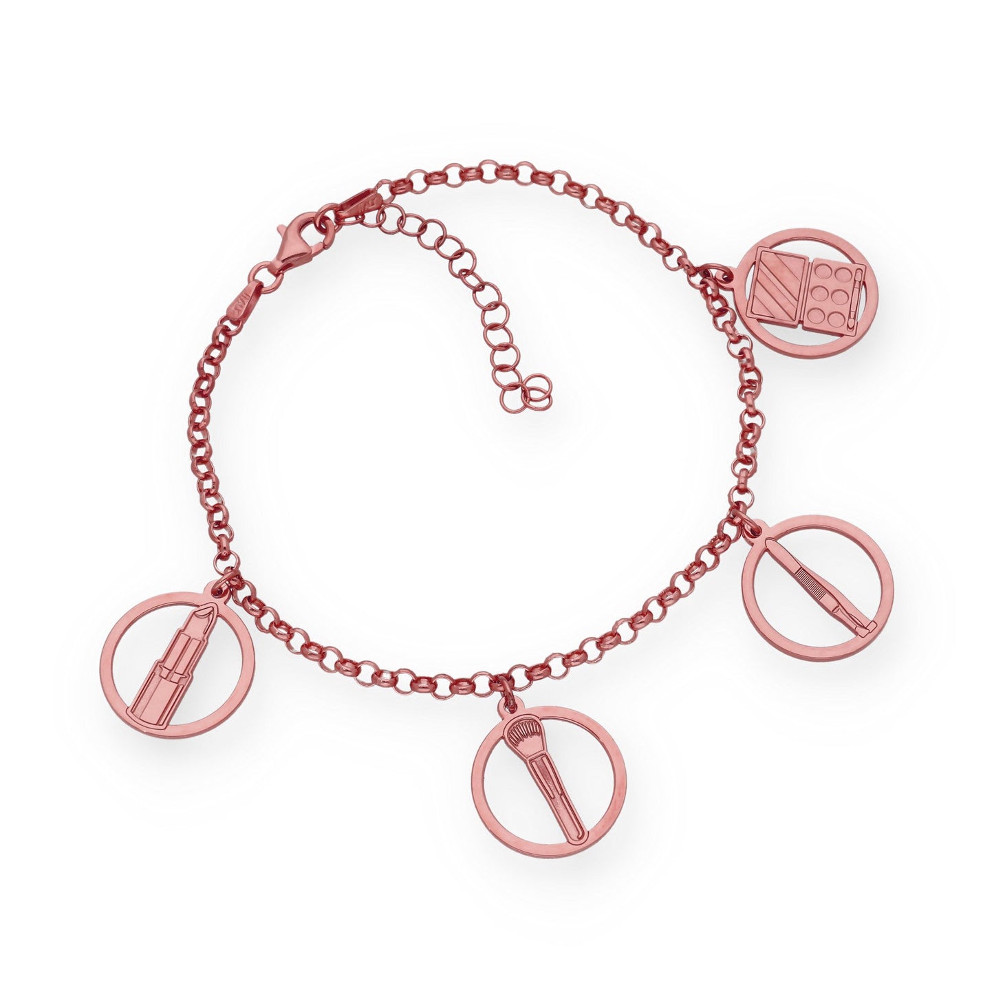 Pulsera Charms de Esteticista en Plata Bañada en Oro Rosa 18K