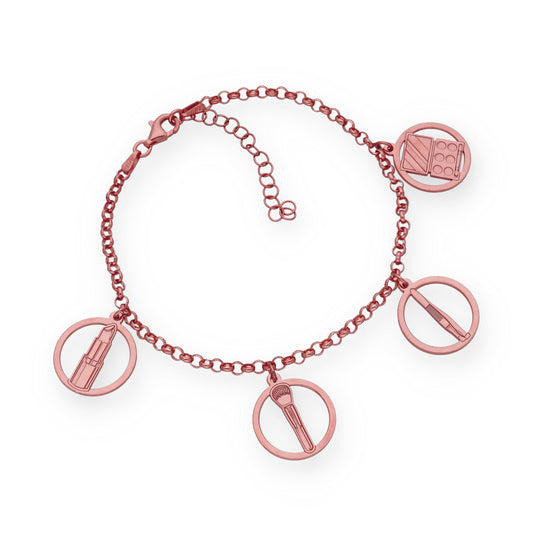 Pulsera Charms de Esteticista en Plata Bañada en Oro Rosa 18K