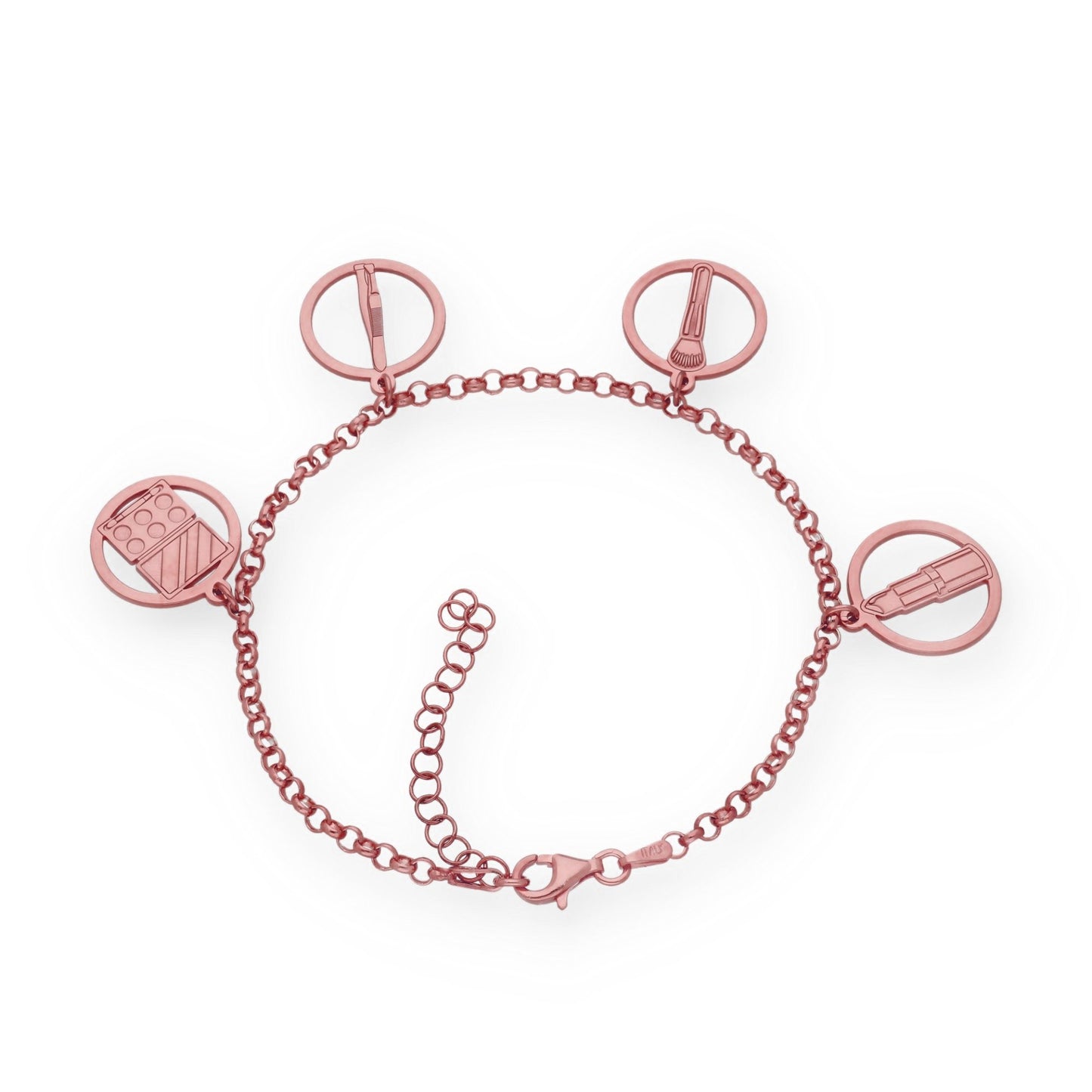 Pulsera Charms de Esteticista en Plata Bañada en Oro Rosa 18K