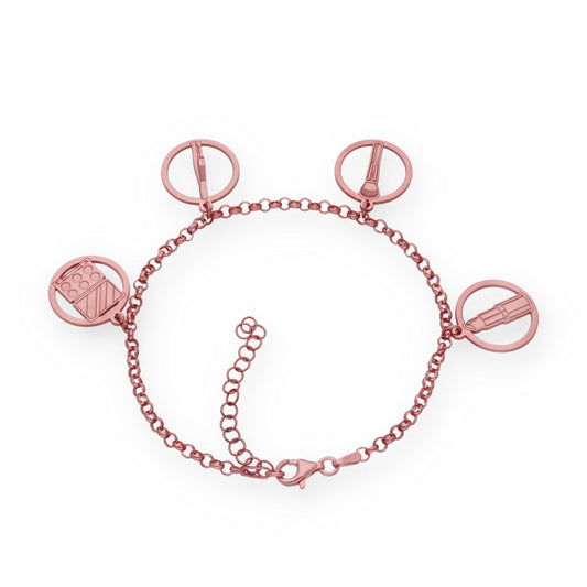 Pulsera Charms de Esteticista en Plata Bañada en Oro Rosa 18K